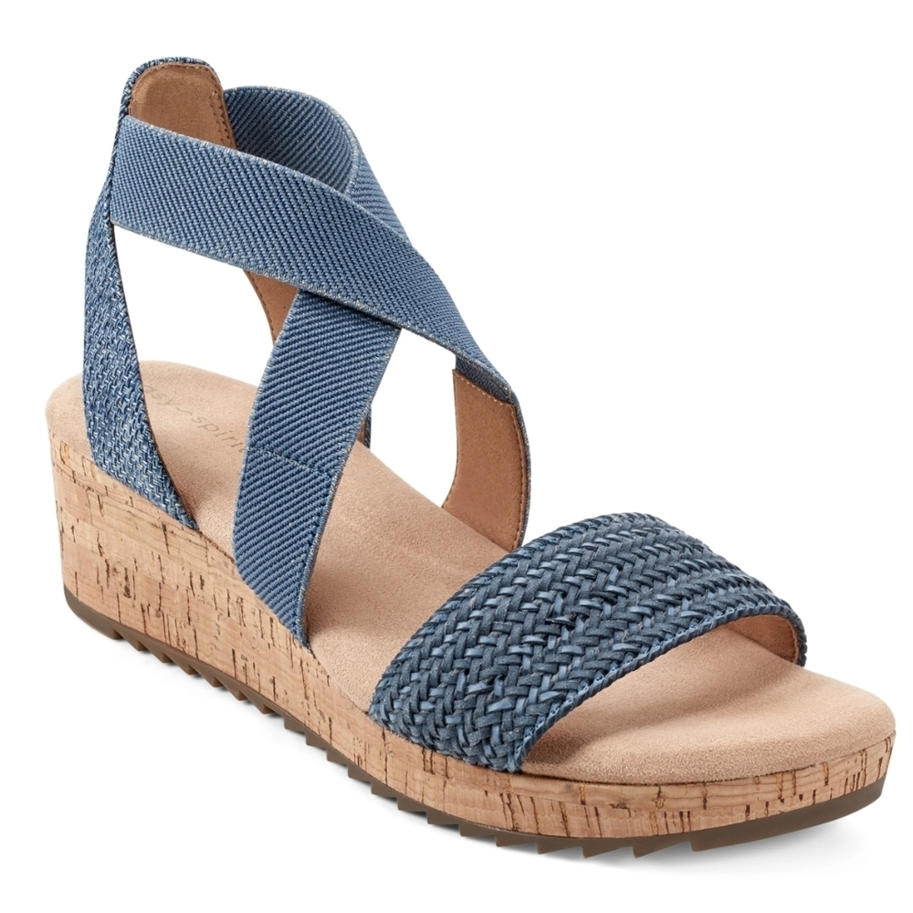 Easy Spirit Lorena Wedge Strappy Wedge Sandal Blue WOMENS 8.5 NEW NIB